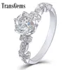TransGems 14k White Gold Center 1 ct 6.5mm F Color Engagement Ring Dailywear Ring With Accents For Women Gift Y200620