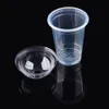 Wholesale 50 pcs set Clear Disposable Plastic Tea Cup Coffee Cups with Lids 450ml for Iced Bubble Boba Smoothie Y200106