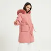 Wixra Womens Winter Coat Fashion päls, duck ner Solid Warm Jackets Ladies Streetwear Casual Thick Long Parkas 201127