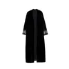 Manches exquises broderie vintage velours kimono trench femme col en v mi long coupe-vent manteau vêtements d'extérieur 201221