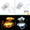 2x2 3x3 LED Icicle Curtain Fairy String Light Christmas Lights Garland för Wedding Home Window Party Decor