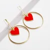 Hoop Huggie Fashion Design Punk Gold Red Acrylic Heart Lips Pearl Drop örhängen för kvinnor Boho Big Earring Christmas Jewelry Gif295V