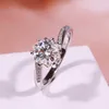 Anneaux de mariage Pur 18K Or Blanc 1ct 2ct 3ct Luxe Bague de forage à une rangée Bague en diamant Bague d'anniversaire de fête de mariage 220829