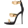 Sandaler Luxury Gold Watch High Heel Metal Chain Decor Women Designer Heels Party Shoes Woman 202219884255