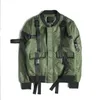 Wysokiej jakości mężczyźni jesień zima grubość ciepła wielopapośnikowa design wstążki Bomber Jacket Streetwear Man Overizeal Casual Parka Coats 201114