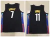 Erkek Kyrie 11 Irving Kevin 7 Durant Basketbol Formaları Şehir 75th Vintage Mavi Siyah Beyaz Bklyn Dikişli Gömlek S-XXL