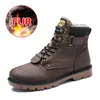 Classic Leather Men Boots Winter Plexh Fur Super quente botas de neve homens Sapatos casuais tênis altos top d'água no tornozelo masculino 201204