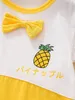 Bébé Deux Tons Japonais Lettre Ananas Imprimé Nœud Devant Barboteuse SHE