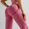 Pantaloni da yoga senza cuciture per il controllo della pancia Pantaloni elasticizzati a compressione a vita alta Pantaloni sportivi Push Up Running Women Gym Fitness Leggings 201202