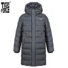 Tiger Force Men's Winter Jacket com Capuz Cinzento Cinzento Longo Grosso Negócio Casual Esportes Grossa Parka Homens Casaco 70701 211216