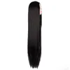 Parrucca nera 100 cm/40 pollici fibra sintetica resistente al calore lungo costume di carnevale di Halloween Cos-play capelli lisci da donna