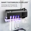 Hem Solenergi UV tandborstehållare vägg tandborste sterilisator automatisk tandkräm dispenser squeezers badrum tillbehör lj201128