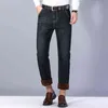 Для холодной тонкой подходящей пригодности толстые бархатные брюки теплые джинсы повседневные серые флисовые зимние мужчины черная эластичность Джин 220115
