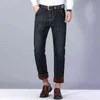 For Cold Slim Fit Stretch Thick Velvet Pants Warm Jeans Casual Grey Fleece Winter Men Black Elasticity Jean 220115