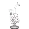 Mini Dab Rigs smoking water pipe Recycler bong Double Barrel Percolator honeycomb bong With 14mm Joint glass oil burner pipe