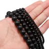 1strand Lot Black Dull Polish Matte Glass Beads 4 6 8 10 12mm 15'' Round Loose Spacer Bead For Diy Jewelry Making Bulk Wholesale H jllHZt