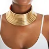 Afrykański kołnierz Vintage Naszyjnik Choker Kobiety Złoty skórzany kołnierz Maxi Naszyjnik afrykańska biżuteria Regulowana BIG0304G3042723571102