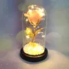 LED Enchanted Rose Light Silked Artificial Eternal Rose Flower in Glass Dome Lampe Decors Light Christmas Valentine Gift romantique C4623411