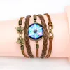 Bracelet à breloques magnifiquement Galaxy papillon 8 en forme de bracelet manchette Faux infiniment bracelet en cuir