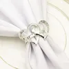 Hjärtformad bröllop servett ring metall silver färg servett spänne valentines dag bröllop middag partier bord dekor servett hållare