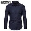 URSPORTTECH Camicia a maniche lunghe con stampa Uomo Large Size Regular Fit Camicie casual eleganti Camicia da uomo d'affari Camisas Masculina 201124