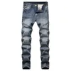 2020 Mens Casual Jeans Slim Fit Hip Hop Denim Mäns Jeans Denim Byxor Ljusblå Svart Byxor Motorcykelbyxor