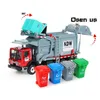 Legeringsmaterial HANTERING Truck Garbage Cleaning Vehicle Model 124 Garbage Truck Sanitation Trucks Clean Car Toy Car Kid Gift X0103399384