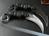 Karambit-Messer D2 Satin / Black Stone Wash-Klinge, schwarzer G10-Griff, Klauenmesser mit Lederscheide H5458