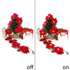 Décorations de Noël 2M Guirlande de fleurs avec guirlandes lumineuses Poinsettia artificielles Couronne de fleurs pour la décoration de la cheminée à la maison Ornement de fête de Noël