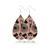 Newest creative Halloween leather earrings for women Unique Design skull ghost pumpkin print teardrop Earrings dangle earr