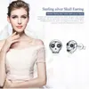 Vintage Real 925 Sterling Silver Black CZ Skull Design Charm Studörhängen Cool Jewelry96946928901419