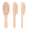 Bamboo Bristles Detangling Wooden Hair Brush Wet or Dry Oval Hairbrush 16*4.5*3cm for Women Men LX3415