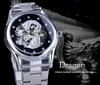 Zrezygnujący z Diamond Montre Design Silver Automatyczne Dragon Stinedrom Automatic Dragon Homme luksusowe zegarki marka nadgarstka