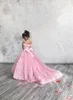 Flower Girl Dresses For Wedding Off Shoulder Lace Floral Tiered Skirts Girls Pageant Dress A Line Kids Birthday Gowns223y