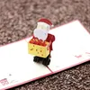 Noël père noël boîte cartes de voeux 3D Pop Up papier cartes postales à la main fête de noël cadeaux fournitures