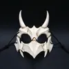 Mezza maschera animale Denti lunghi Demone Samurai Maschera di osso bianco Tengu Drago Yaksa Tigre Maschera di resina Cosplay T2005094633212