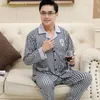 Pajama мужчины китайский пижам кнопка кардиган с длинным рукавом ночная кость клетки отворота дома одежда 100% хлопок плюс размер мужчина большой набор lj201112