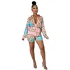 Women Sets Summer Africa Print Tracksuits ShirtsShorts Suit Two Piece Set Night Club Party 2 Pcs Sexy Street Outfits GL129 T200603