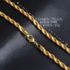 Cadenas de cuerda de oro para hombre de 6 mm Cuerda retorcida Joyería de hip hop para hombres Mujeres Moda Collares chapados en oro amarillo de 18 quilates con cierres de langosta 20 pulgadas