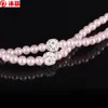 New Pink rhinestone Jewelry Pearl Necklace Earphones With Microphone Earbuds for iphone Xiaomi Brithday Gift3327397