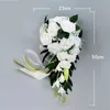 Wedding Bride Holding Bouquet Artificial Silk Rose Flower Wedding Bouquet White Simulation Bride Holding Rose Bouquet