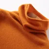 2020 otoño 100% pura lana de Cachemira suéter de mujer ropa de invierno mujer de manga larga cuello alto ropa de gran tamaño de punto LJ201113