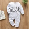 Комбинезон с надписью «Молоко» для маленьких мальчиков и девочек, хлопковый комбинезон с длинными рукавами, одежда для новорожденных, одежда для младенцев, пижамы 20110561785725798938