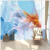 Modern 3d stereo abstract fish TV background wall blue wallpapers modern wallpaper for living room