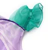 Принцесса Ариэль платье для девочки маленькая русалка наряжать костюмы детская одежда для печати летняя платья фиолетовая и зеленая сета y200102238b