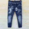 jeans da uomo in denim blu pantaloni strappati neri versione migliore magro rotto H4 Italia bici moto rock revival