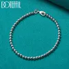 Doteffil 925 Sterling Silver 4mm Beads Liso Ball Chain Bracelet para Mulheres Moda Noivado de Noivado Party Charme Jóias