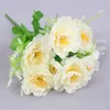 ONE Fake Flower Spring Peony (7 Heads/Bunch) 11" Length Simulation Happy Camellia for Wedding Centerpieces 6 Colors Available