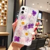 Coque en TPU souple en feuille de fleur pressée séchée à la mode pour Iphone 14 13 12nini Pro MAX 11 XR XS 8 Plus Couverture transparente en gel de paillettes de confettis de tournesol