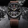 Desporto Mens Quartz Watch Naviforce Homens à prova d'água Assista Top Genuine Leather Auto Data Designer Brand WristWatch Montre de Luxe